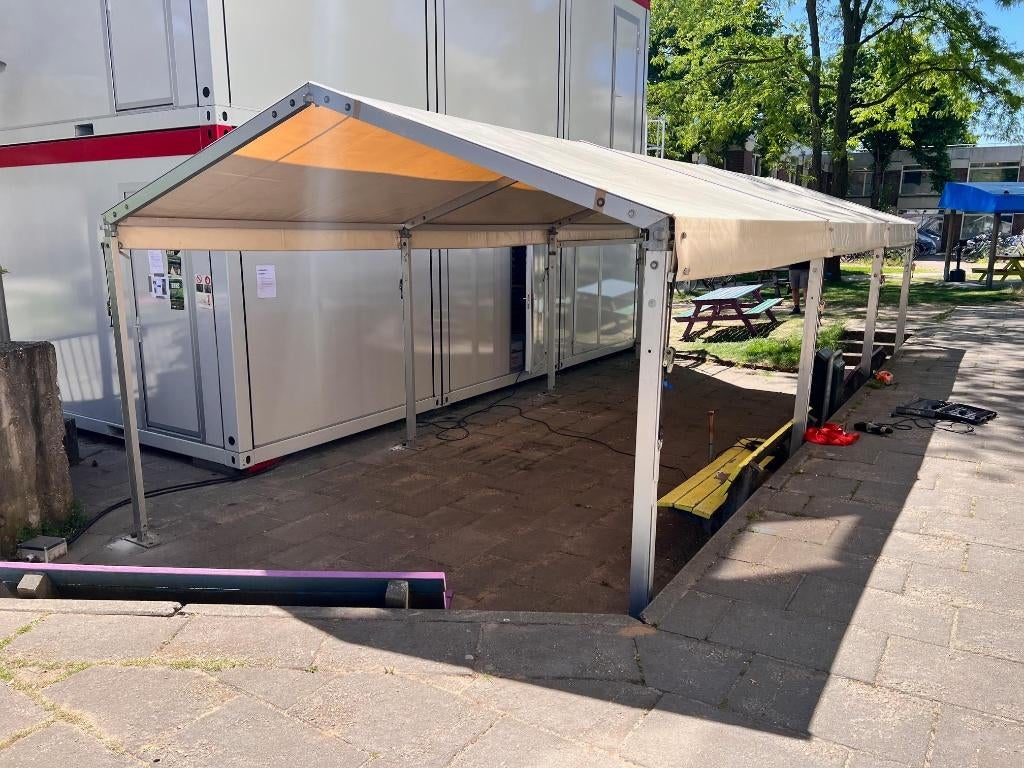 Alu Kadertent Frametent Opslagtent Carport 4x9mtr, Ophalen, Gebruikt, Carport