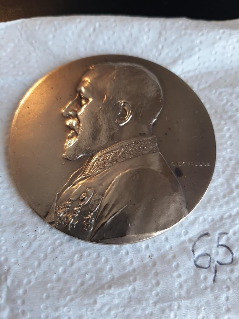 Bronzen medaille van ARMAND HUBERT Universal Expo 1910, Ophalen of Verzenden, Brons