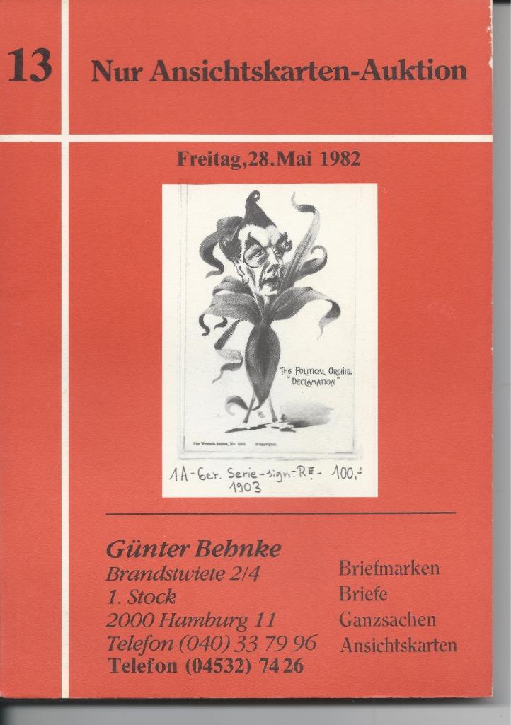 Maison de vente aux enchères de catalogues de cartes postale, Enlèvement ou Envoi, Utilisé, Catalogue, Günter Behnke