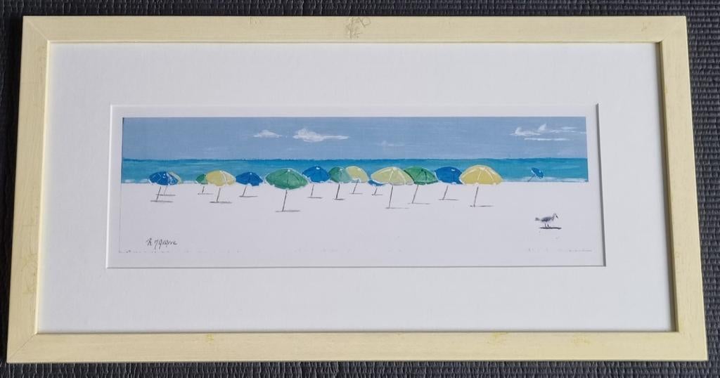 Mooie parasolletjes op het strand schilderij, Huis en Inrichting, Woonaccessoires | Schilderijen, Tekeningen en Foto's, Schilderij