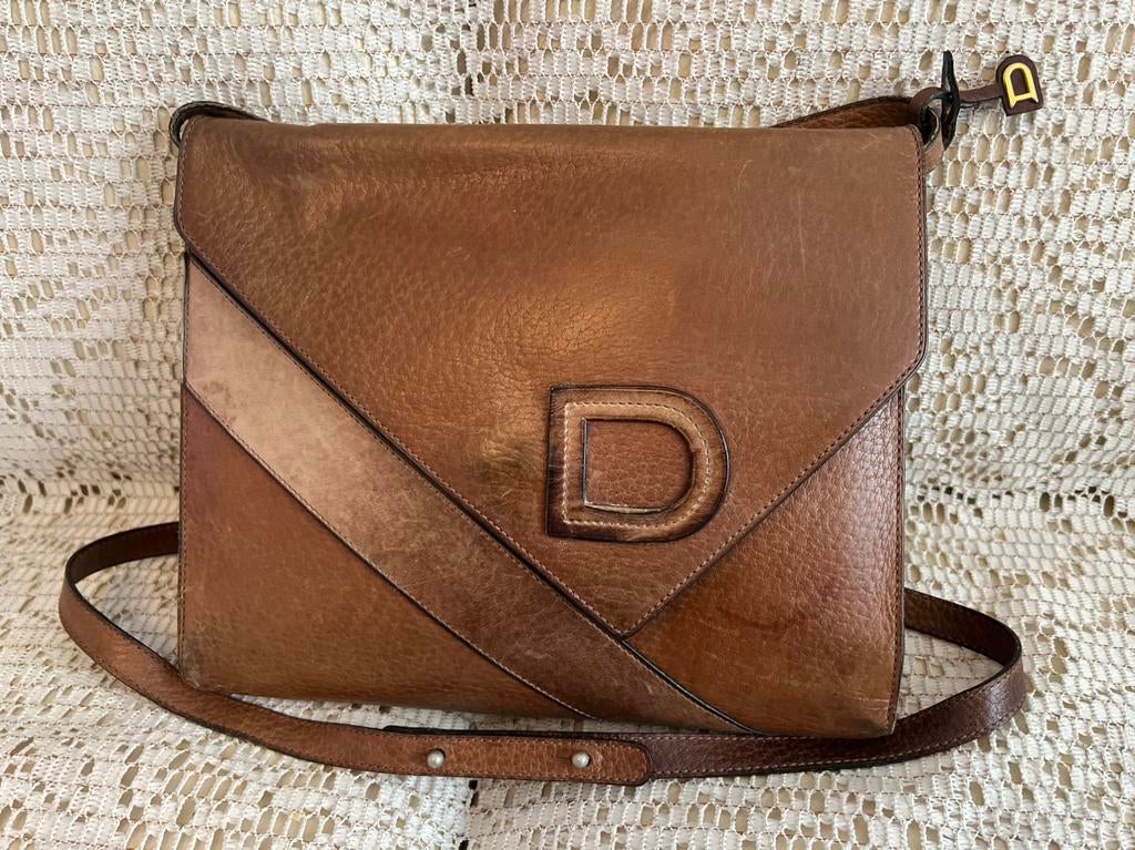DELVAUX cognac leren schoudertas, Handtassen en Accessoires, Ophalen of Verzenden, Leer