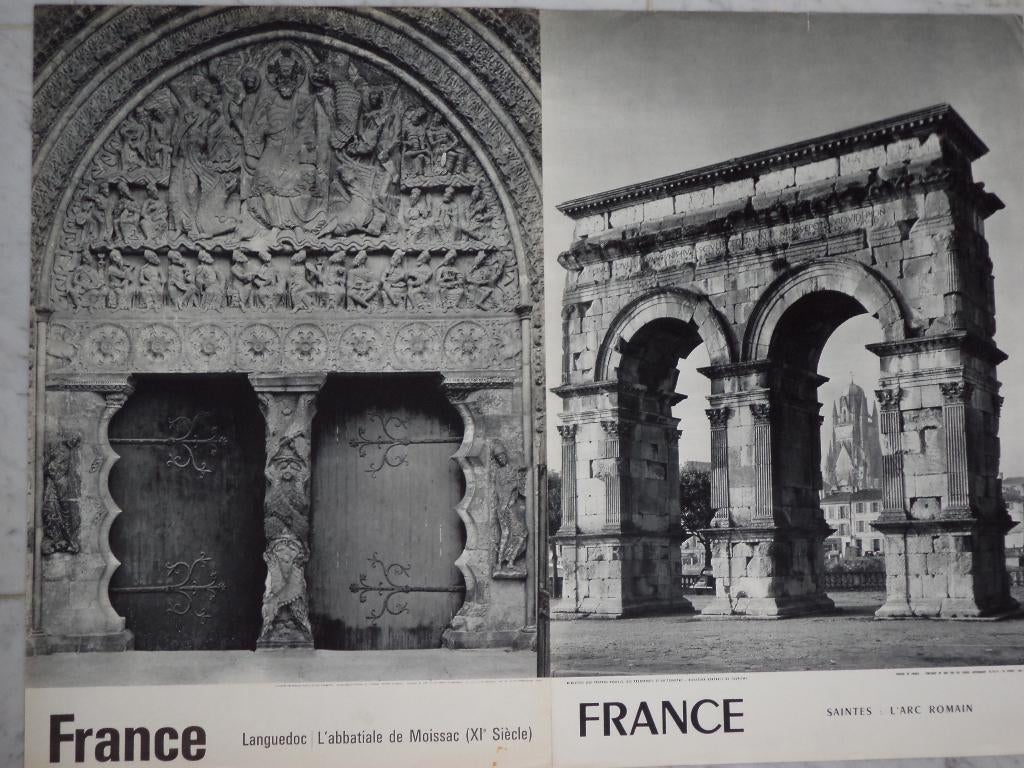 1962 FRANCE 2x oude affiche Saintes Languedoc abbaye Moissac, Ophalen of Verzenden