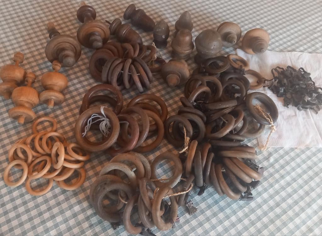 Un grand lot d'anneaux à rideaux en bois !, Enlèvement ou Envoi