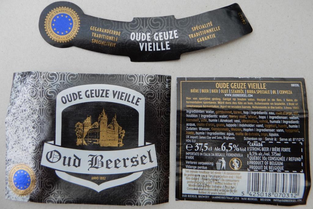 Bieretiket Oud Beersel oude Geuze br. Oud Beersel (8w8), Verzamelen, Verzenden, Gebruikt