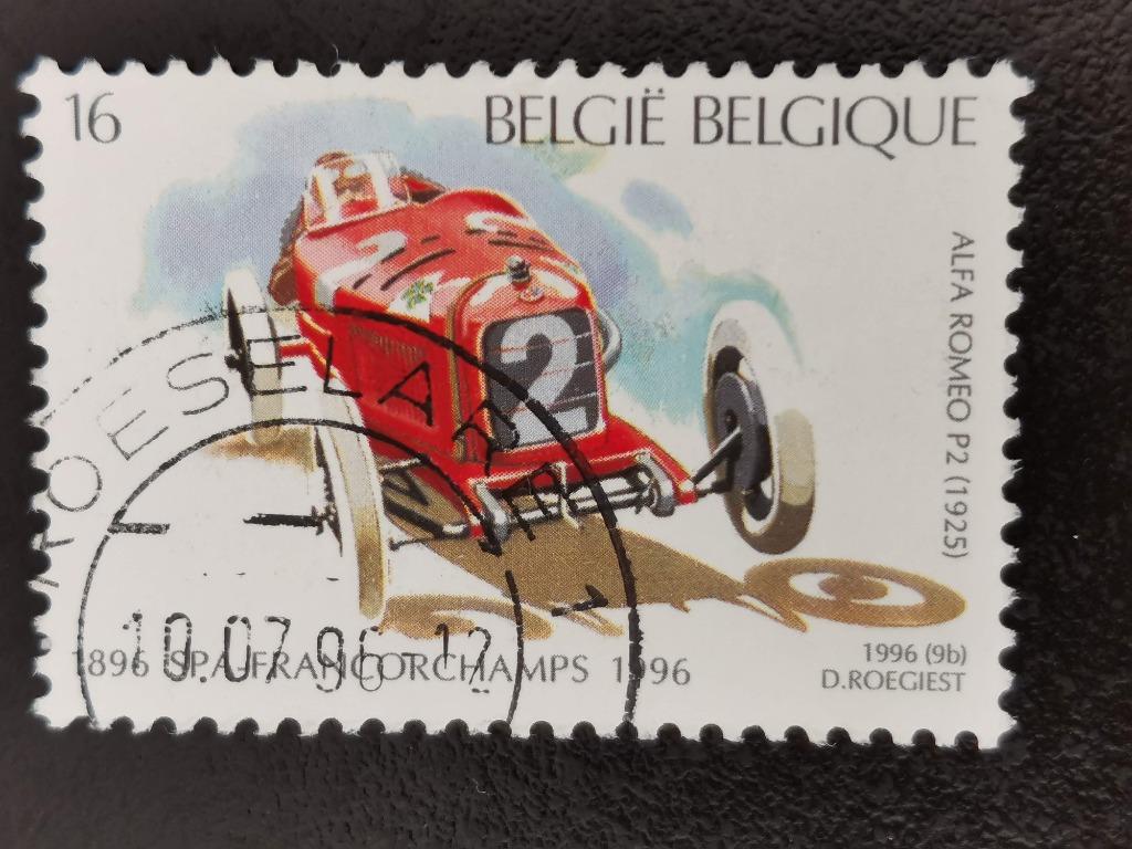 Belgie 1996 - 100 jaar autoraces in Spa - Alfa Romeo, Postzegels en Munten, Ophalen of Verzenden, Gestempeld, Auto's