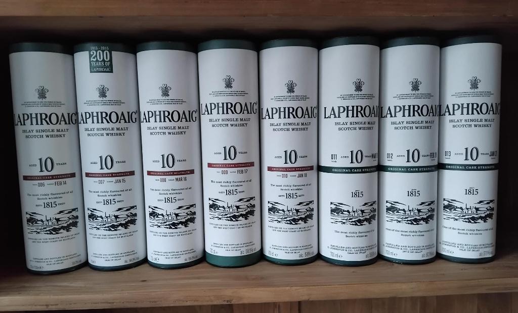 Laphroaig 10Y CS batch#006 tot #013 (whisky), Ophalen of Verzenden