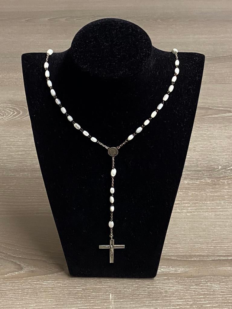 Chapelet ancien en argent et perles de nacre, prix : 30€, Enlèvement ou Envoi, Comme neuf