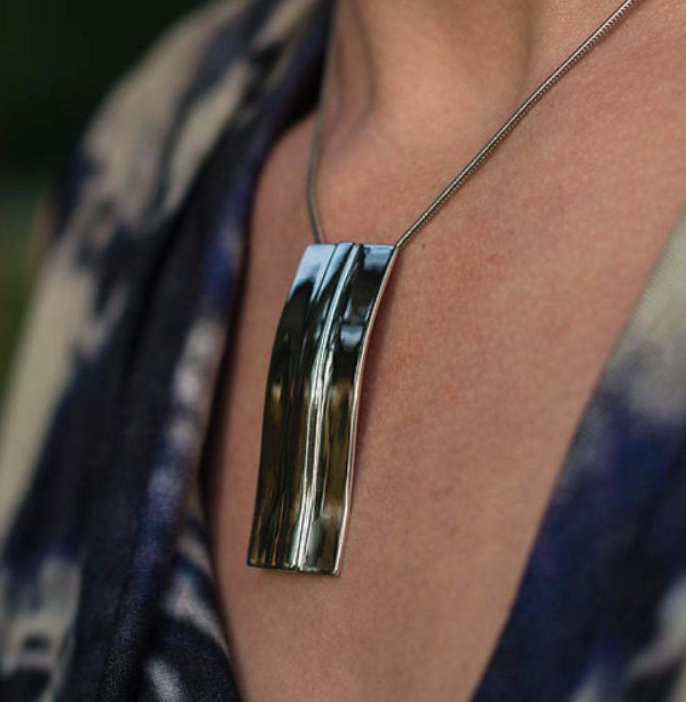 Uniek 3D geprint juweel - "Vertical", Nieuw, Ophalen of Verzenden, Zilver, Overige materialen