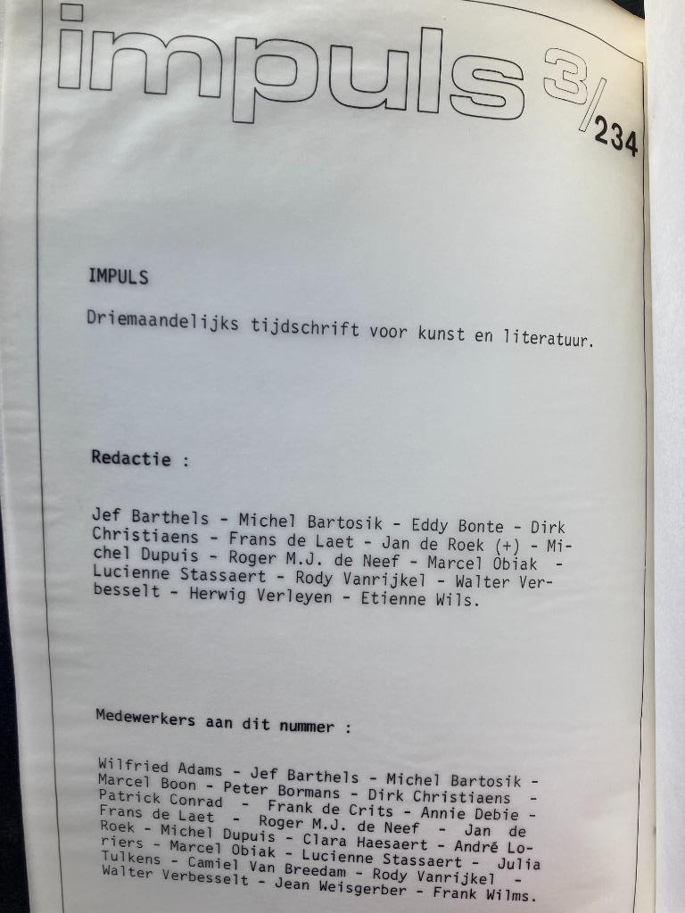 Impuls 3/234 Tijdschrift voor Kunst en Literatuur, 1971, Ophalen of Verzenden, 1960 tot 1980, Tijdschrift