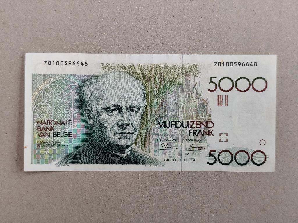 Billet de 5000 Fb type Gezelle état TTB+, Enlèvement ou Envoi, Billets en vrac