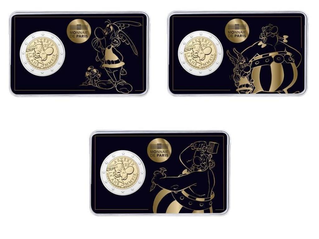 Frankrijk 3 x 2€ in coincard 2019 "Asterix", Ophalen of Verzenden, Frankrijk, 2 euro, Setje