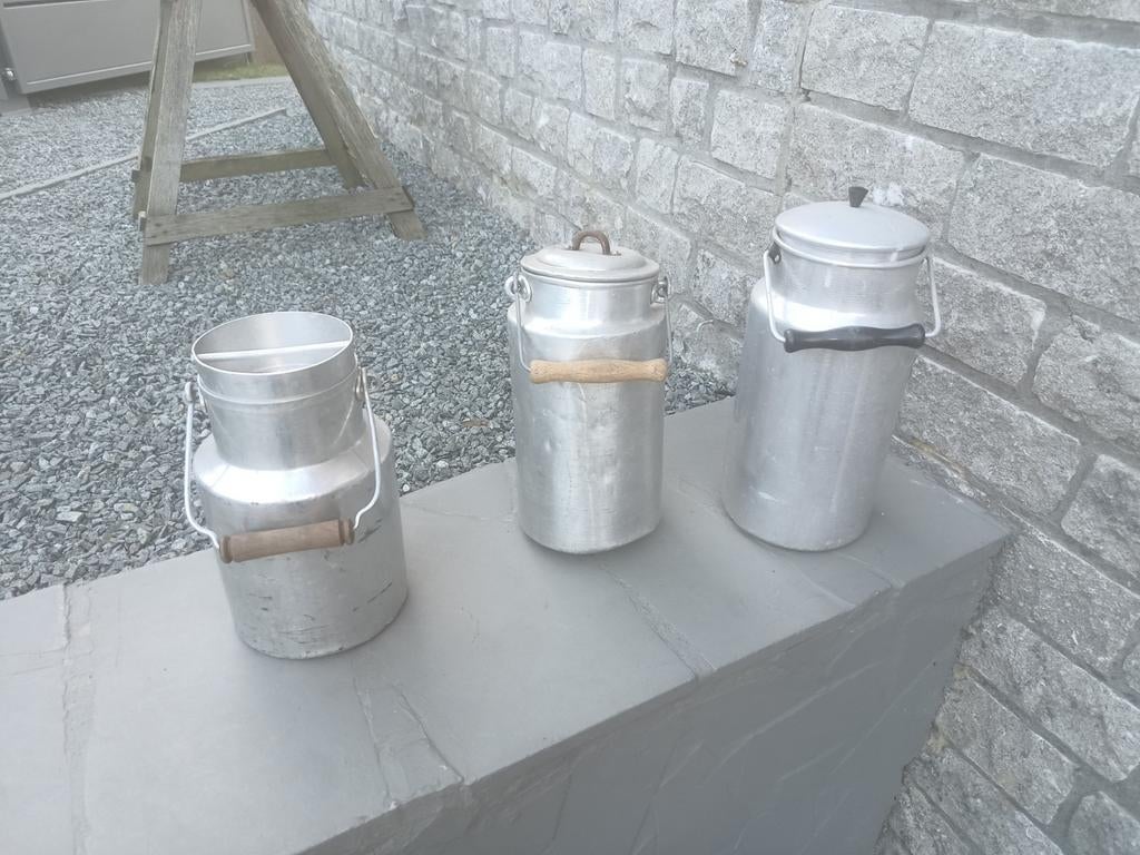 3 grote, waterdichte aluminium melkkannen, Antiek en Kunst, Ophalen