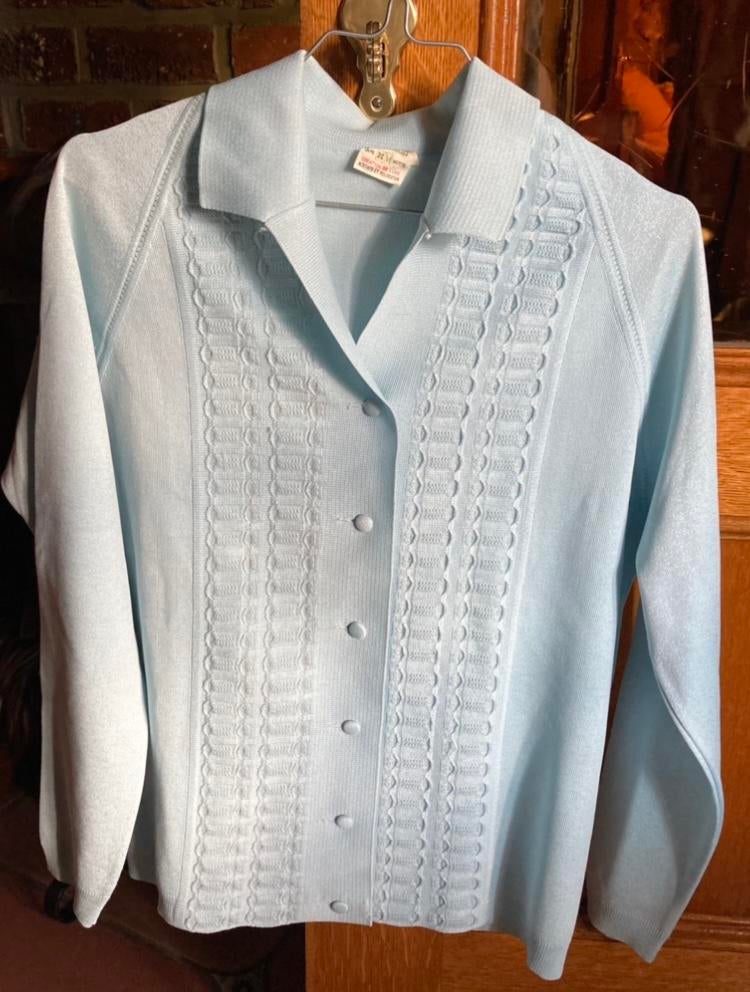 Licht blauw retro vestje., Ophalen of Verzenden, Blauw