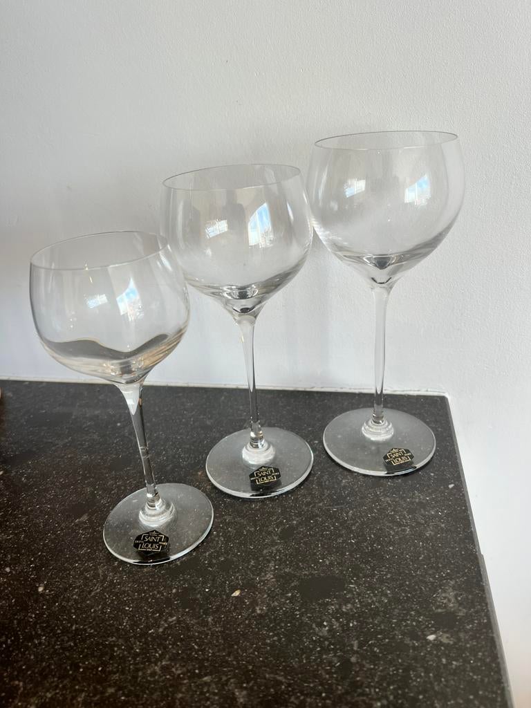 “Saint-Louis France kristal glazen set  loodkristal, Verzamelen, Glas en Drinkglazen, Zo goed als nieuw, Ophalen
