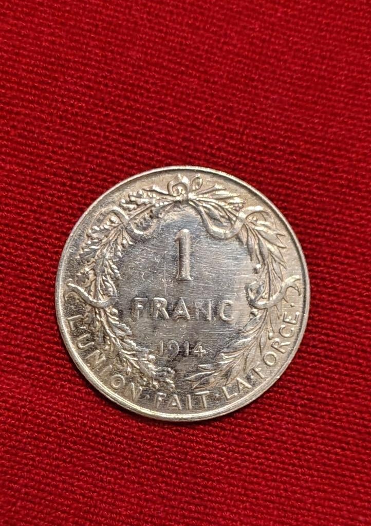 pièce 1 franc belge albert 1er fr 1914, Enlèvement ou Envoi, Monnaie en vrac, Argent, Argent