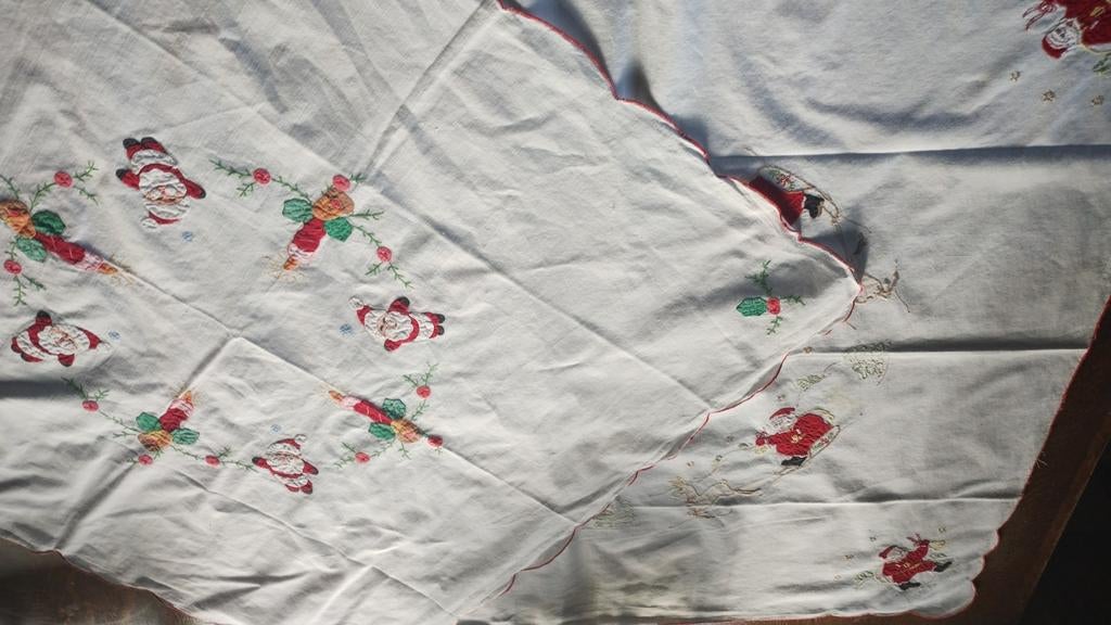 kerst tafelkleedjes vintage kerstman tafeldoek, Antiek en Kunst, Ophalen of Verzenden