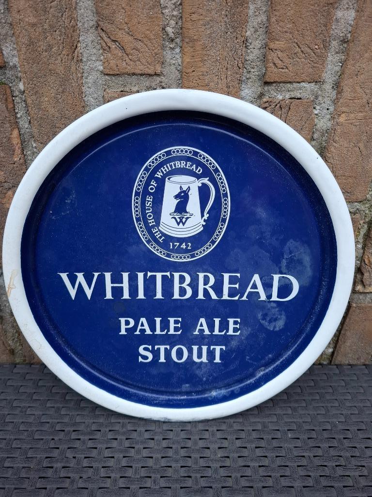 Authentiek emaille plateau Whitbread bier nr1, Ophalen of Verzenden, Zo goed als nieuw, Reclamebord, Plaat of Schild, Overige merken
