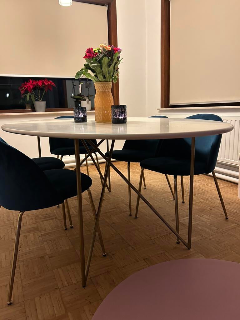 Eettafel marmer, Huis en Inrichting, Tafels | Statafels, Ophalen, Zo goed als nieuw