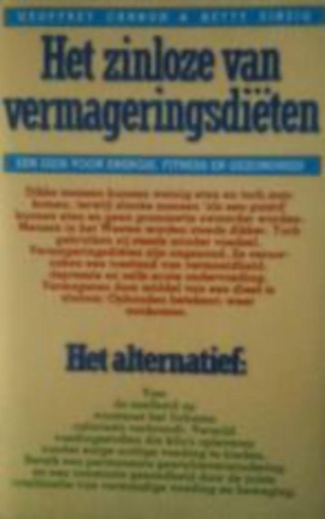 Het zinloze van vermageringsdieten, Geoffrey Cannon, Boeken, Ophalen