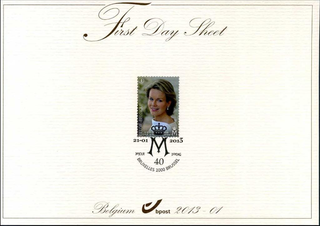 Année 2013 : FDS 2013-01 - 4293 - SAR la princesse Mathilde, Postzegels en Munten, Ophalen