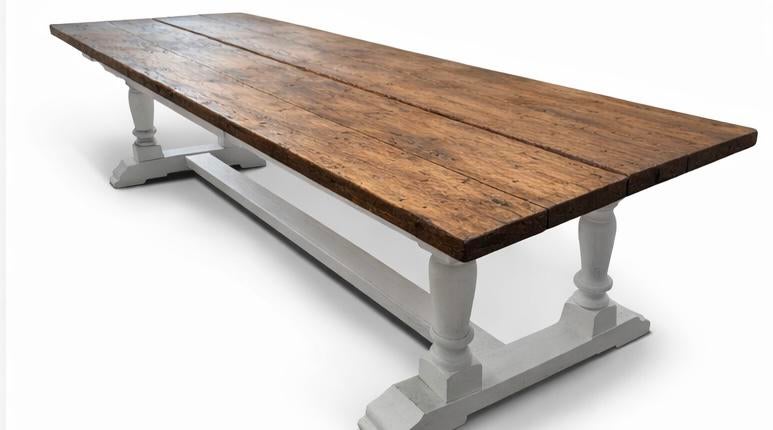 Antieke eettafel van treinbilzen, Huis en Inrichting, Tafels | Eettafels, Zo goed als nieuw, Ophalen