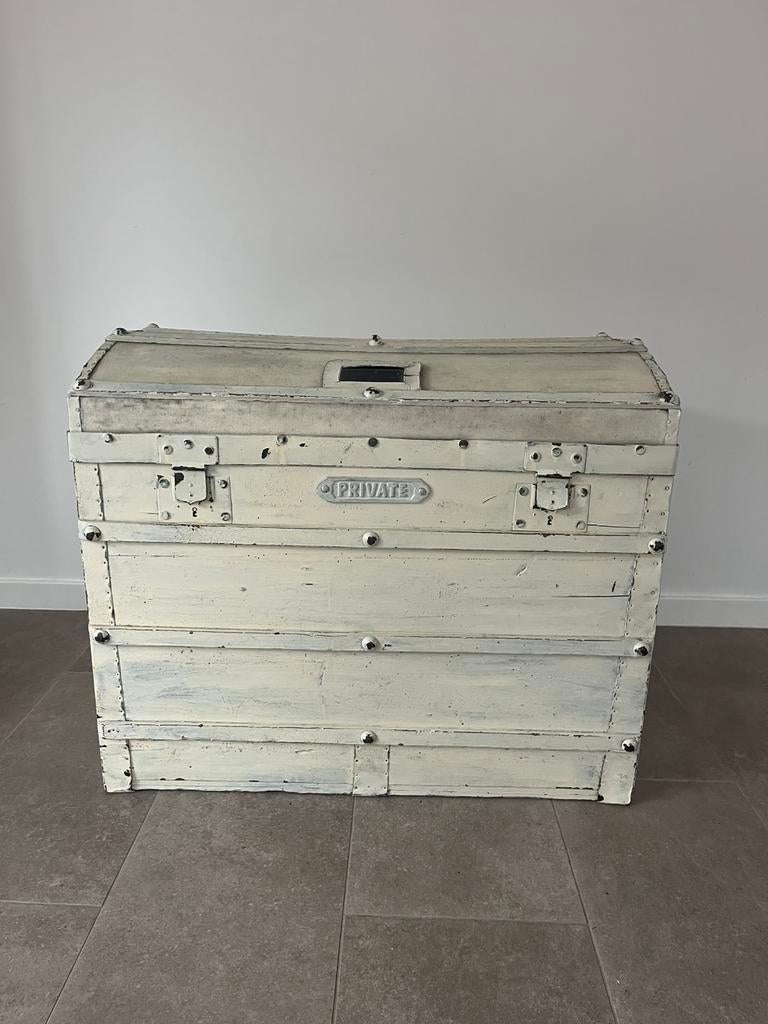 Antiek oude schatkist hutkoffer dekenkist vintage brocant, Enlèvement, Comme neuf