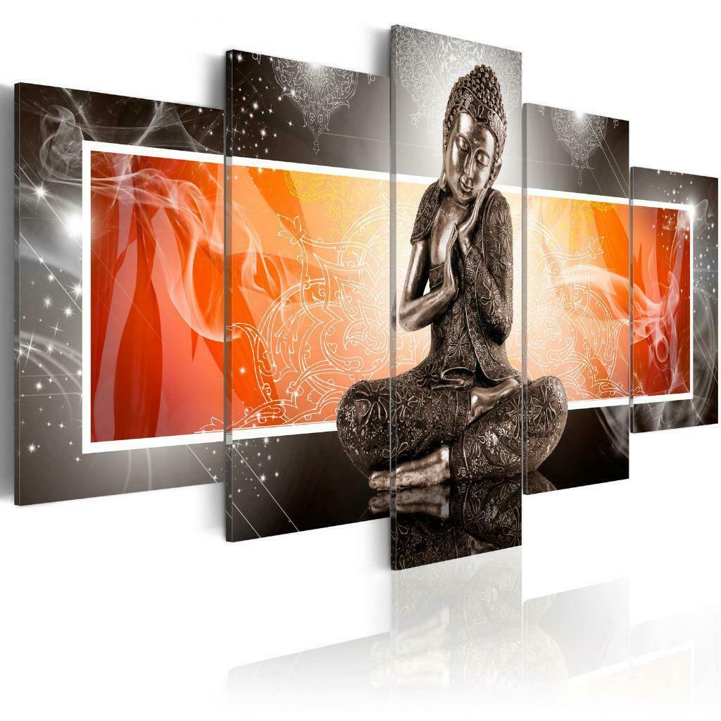 16 Buddha Oranje XXL 5 Luik Canvas Schilderij 200x100 Nieuw, Ophalen of Verzenden, Nieuw, 125 cm of meer, 75 cm of meer