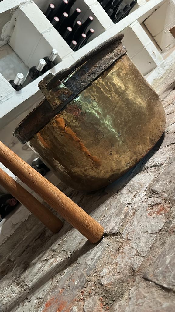 Koperen ketel vintage -Wasketel ?, Ophalen, Gebruikt, Rond, Hout