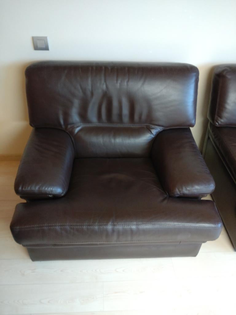 Fauteuil 1 place cuir brun, Maison & Meubles, Fauteuils, 75 à 100 cm, Enlèvement, Utilisé, 75 à 100 cm