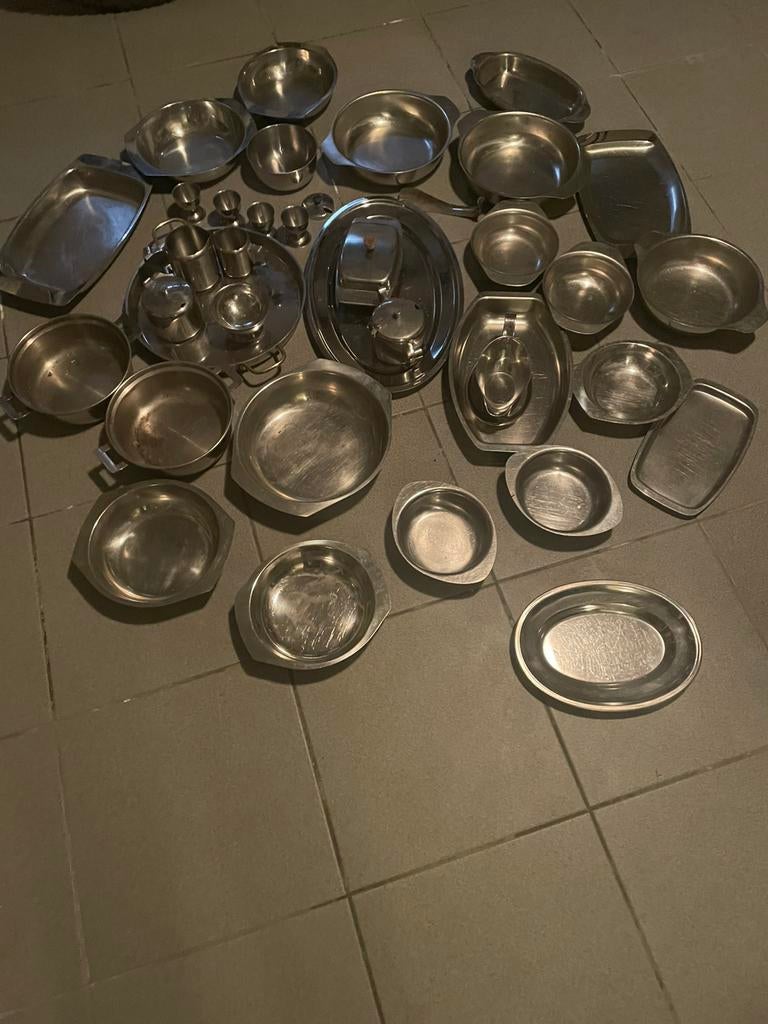 Lot Inox, stalen, rvs schalen, bakjes etc., Ophalen, Zo goed als nieuw, Inox
