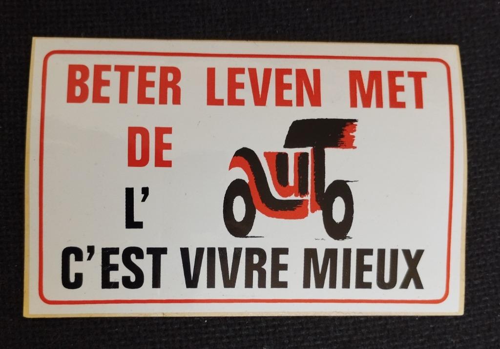 Vintage sticker BETER LEVEN MET DE AUTO, Verzenden, Nieuw, Auto of Motor