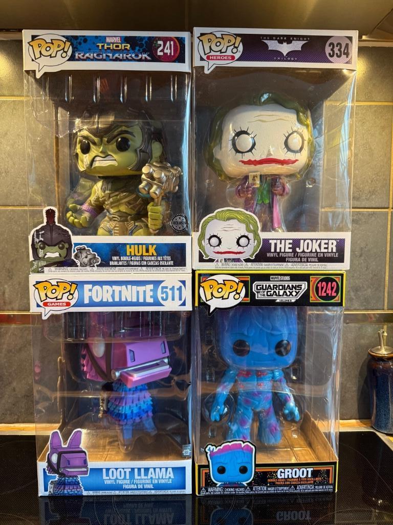 Funko Pops Jumbo Joker - Hulk - Fortnite - Groot, Verzamelen, Ophalen of Verzenden, Zo goed als nieuw, Overige typen