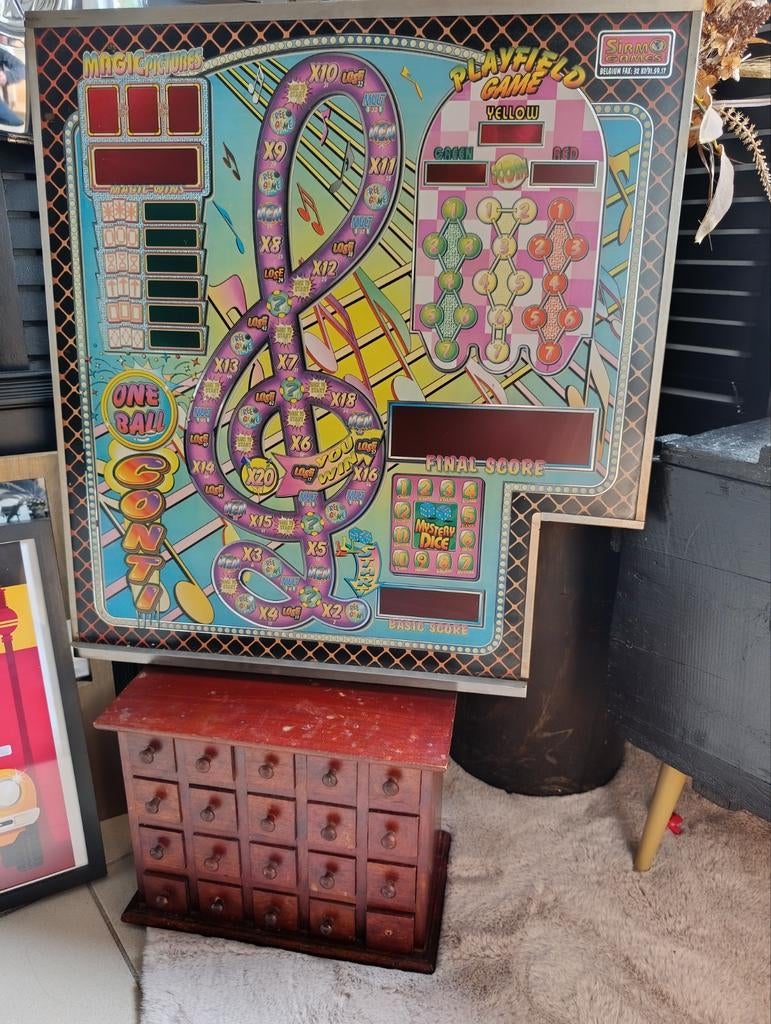 Charmante ancienne vitre de Flipper, bingo vintage, Enlèvement ou Envoi, Comme neuf