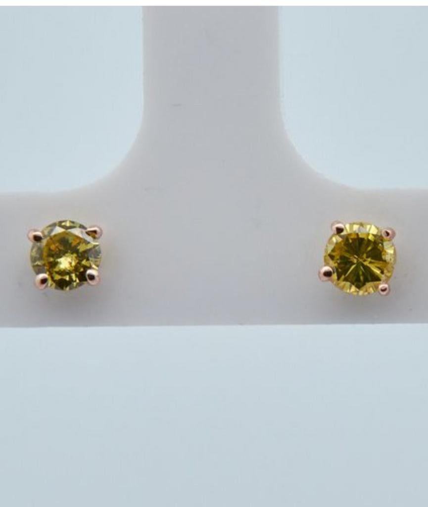 14k earrings with 0.51 coloured natural diamonds, Ophalen of Verzenden