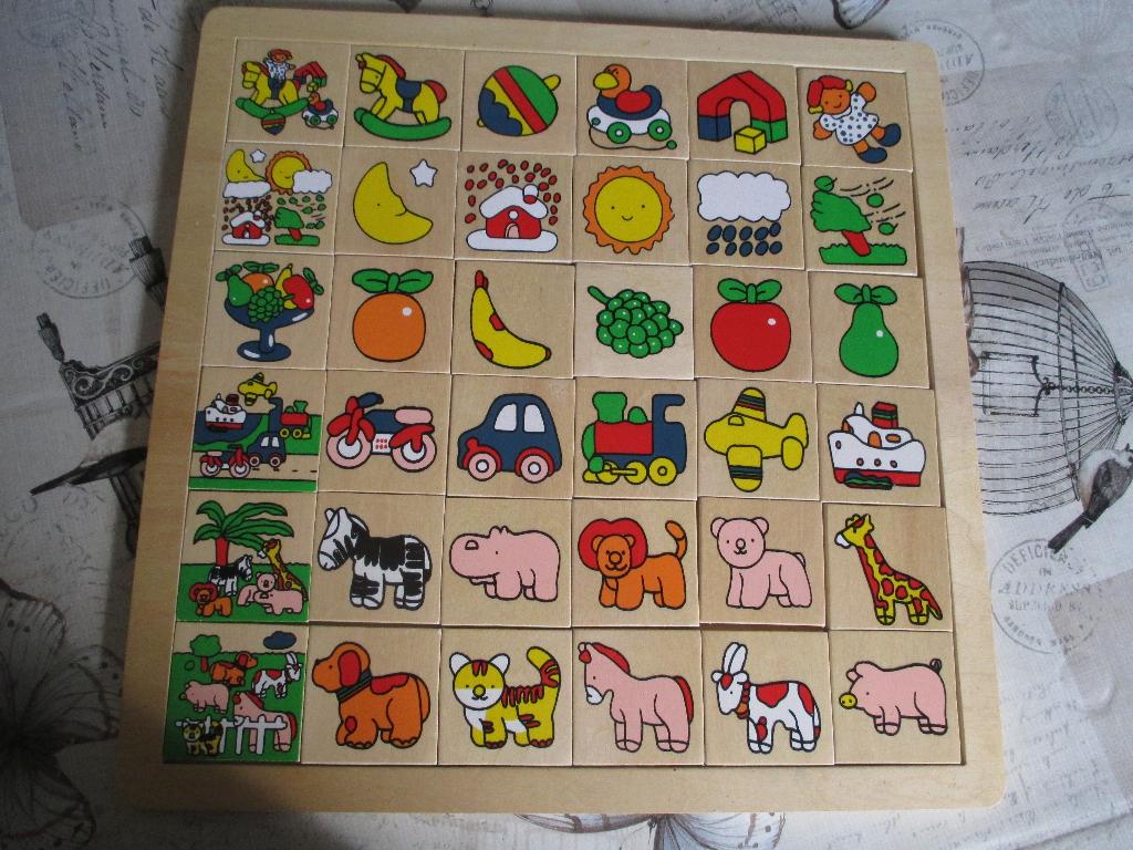 houten puzzel en spel, Kinderen en Baby's, Speelgoed | Kinderpuzzels, Ophalen, 10 tot 50 stukjes, Zo goed als nieuw, 6 maanden tot 2 jaar