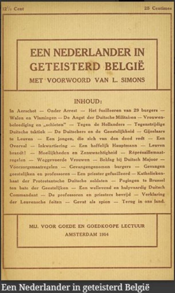 boek Een Nederlander in geteisterd België 1914 Leuven Amster, Envoi, Ne s'applique pas, Comme neuf, Autres sujets/thèmes
