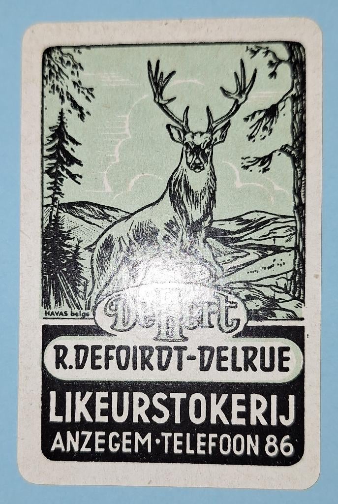 Speelkaart Anzegem – Likeuren De Hert, Defoirdt, Tel. 86_107, Verzamelen, Ophalen of Verzenden, Gebruikt, Speelkaart(en)