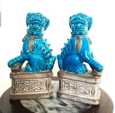 Foo dogs Chinois lions temple H 25 antique😍💑😎🎁💎👌, Mammifère, Enlèvement ou Envoi, Asie, 20 - 50 cm