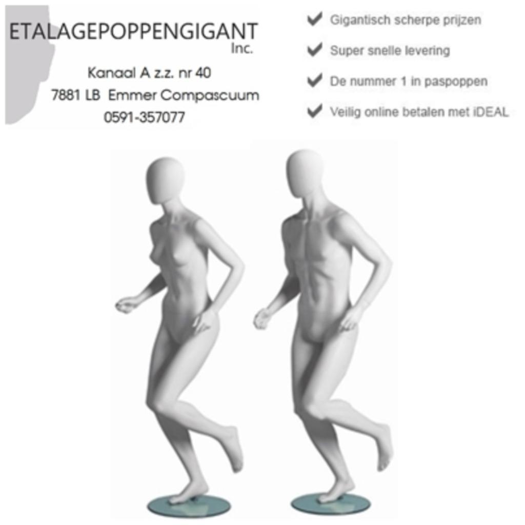 Etalagepoppen / Mannequins met Egg Hoofd Voetbal Ren Houding, Neuf, Enlèvement ou Envoi, Accessoires de club, Taille M