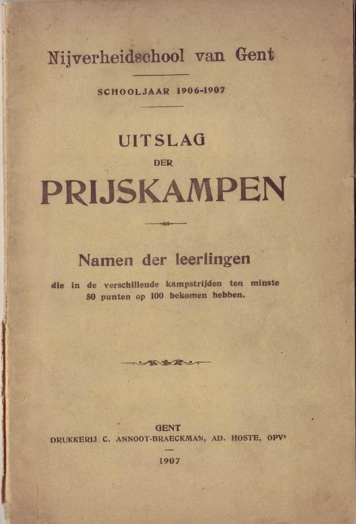 Gent: Palmares Nijverheidschool 1906-1907, Antiek en Kunst, Ophalen of Verzenden