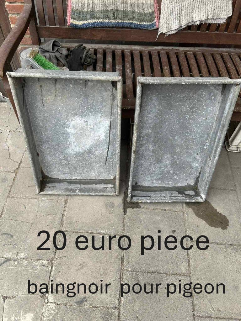 1 baingnoir pour pigeon en zinc 20 euro piece, Enlèvement, Utilisé