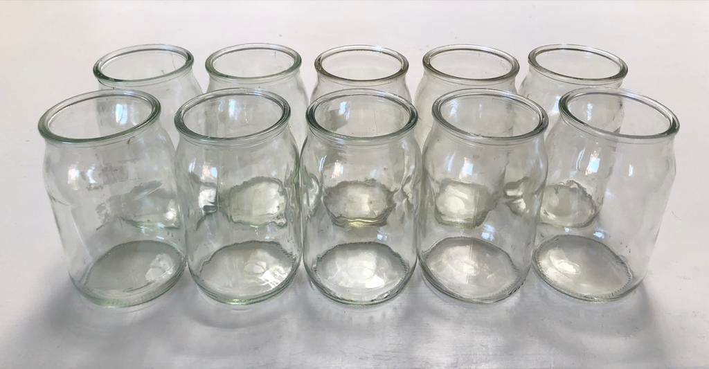 10 bocaux en verre de 9 cm de haut, Enlèvement ou Envoi