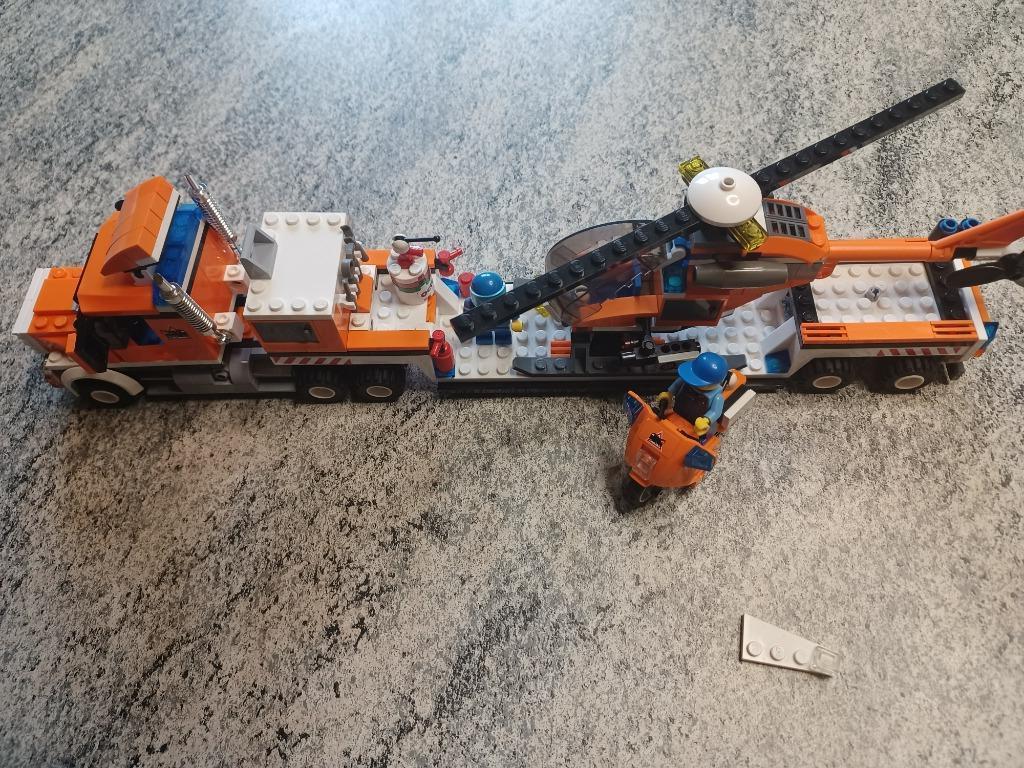 lego  vrachtauto met helikopter en brommer, Ophalen of Verzenden, Gebruikt, Lego
