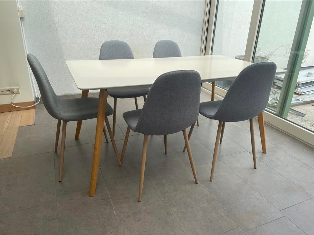 Table à manger 160x90 avec 5 chaises, Maison & Meubles, Tables | Tables à manger, Quatre personnes, 150 à 200 cm, Métal, Comme neuf