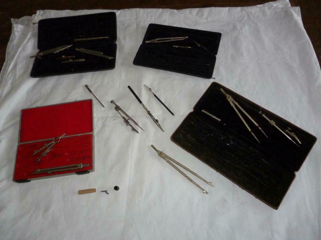 Oude passer meetinstrumenten allerhande set passserdozen, Antiek en Kunst, Ophalen of Verzenden