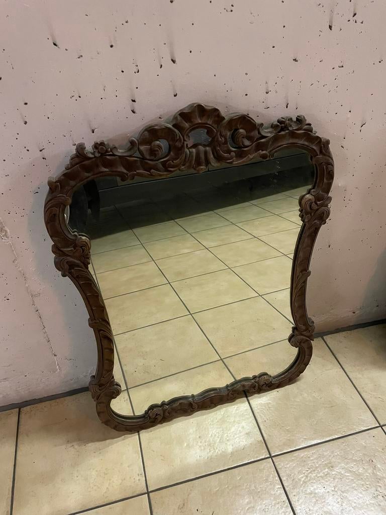 Antieke spiegel in houten kader, Antiek en Kunst, Ophalen