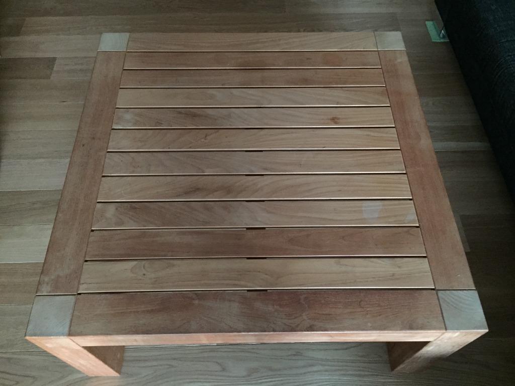 Salontafel van teak hout 100x100, Ophalen, Zo goed als nieuw, Vierkant, Teakhout