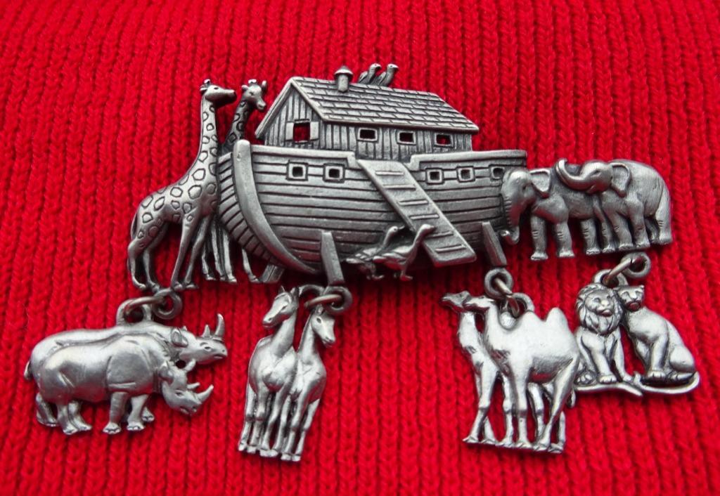 De ark van Noach met hangers - zilver tin, Ophalen of Verzenden, Zo goed als nieuw, Zilver