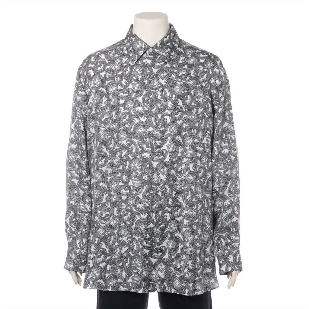 Fendi FF-hemd met monogram, Kleding | Heren, Overhemden, Zo goed als nieuw, Halswijdte 43/44 (XL), Zwart, Verzenden