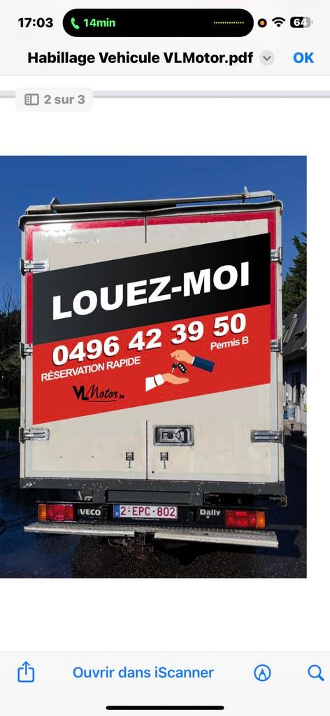 Location voiture, camionnette de 3 à 21 m³ en PERMIS B